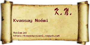 Kvassay Noémi névjegykártya