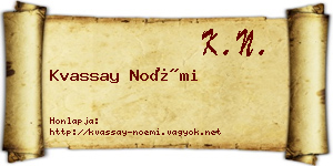 Kvassay Noémi névjegykártya